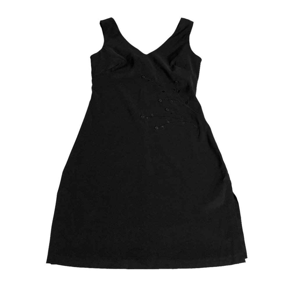 Vintage Y2K Rampage Mini Dress Womens 3 Black Embroidered Floral Goth Romantic
